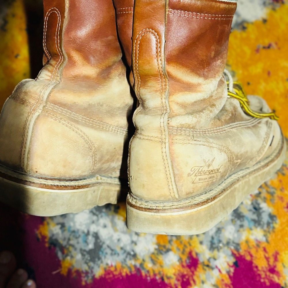 Thorogood Lace-Up Work Boot Sz 6.5 in Tan/Lt Brown - Heavily Used - Picture 7 of 10